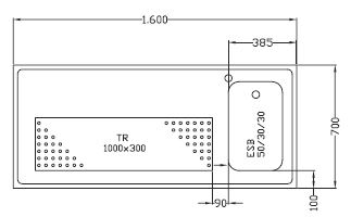 Buffertbänkskivor - 1600x700x50 mm (bxdxh) - diskbänk: vänster