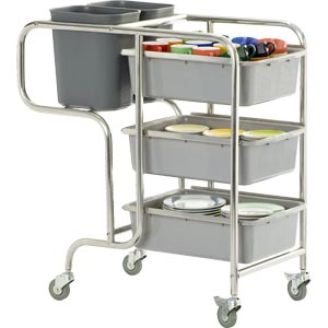 Saro stainless steel removal trolley, including bins, 1060x580x1000 mm (WxDxH)