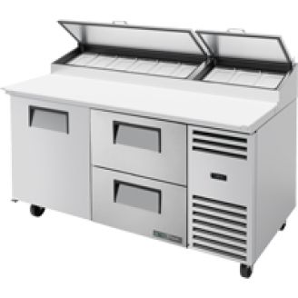 True pizzawerkbank met 1 deur en 2 lades - 583L (9x 1/3)
