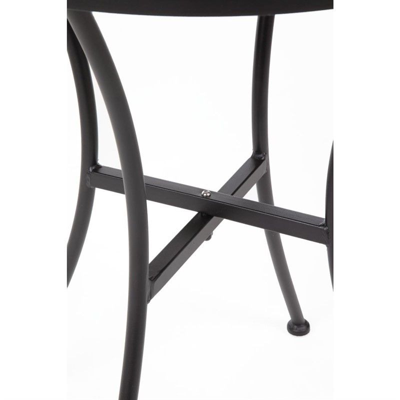 Mesa bistr&ocirc; redonda em a&ccedil;o preto Bolero com tampo estampado, cerca de 60 cm
