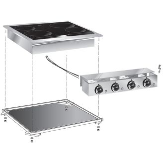 Gastro-inox roeder 嵌入式陶瓷炉 4 区 60 厘米，带连接块
