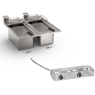 Gastro-inox friteuse &eacute;lectrique encastrable roeder 10+10l 60cm 12kw avec bloc de connexion