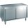 Mesa de trabajo de acero inoxidable Roeder con armario base, 600 mm de profundidad, BN160060