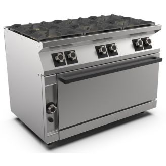 Gastro-inox fog&atilde;o a g&aacute;s mareno m1-900 6 queimadores, forno a g&aacute;s extra largo, 120cm