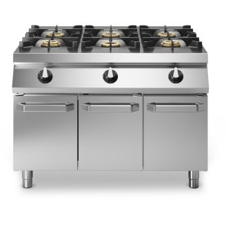 Estufa de gas modular Roc 1100 6 fuegos con puertas R110/120PCG/P