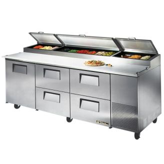 True pizzawerkbank 1-deurs met 4 lades - 875L (12x 1/3)