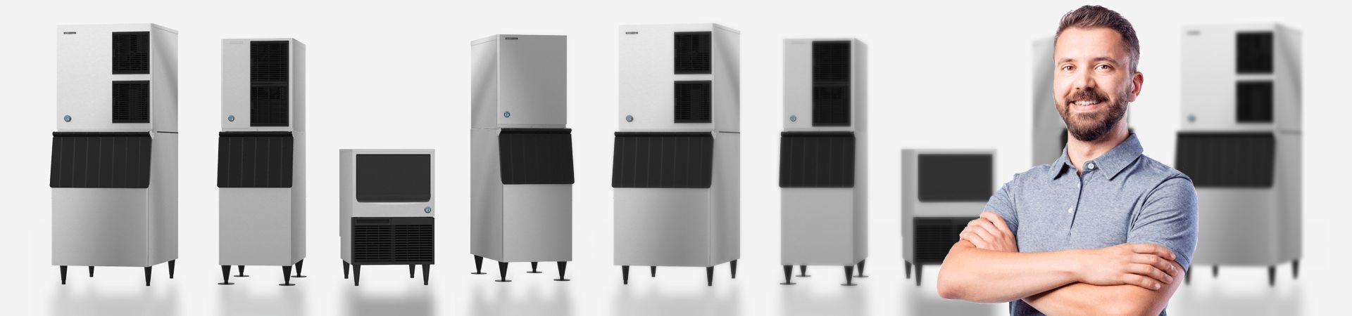 Line-up of ice cube machines