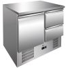 Etabli Gastro-Inox en inox, 1 porte et 2 tiroirs, refroidi par force