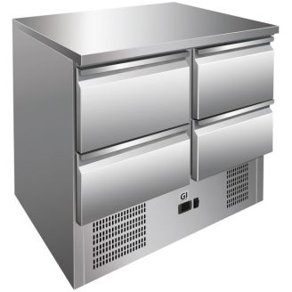 Gastro-Inox 不锈钢工作台，4 个抽屉，强制冷却