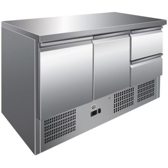 Gastro-Inox 不锈钢工作台，2 个门和 2 个抽屉，强制冷却