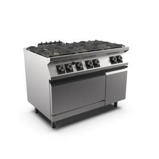 Gastro-inox mareno m1-700 gas stove 6 burners and gn 2/1 gas oven, 120cm