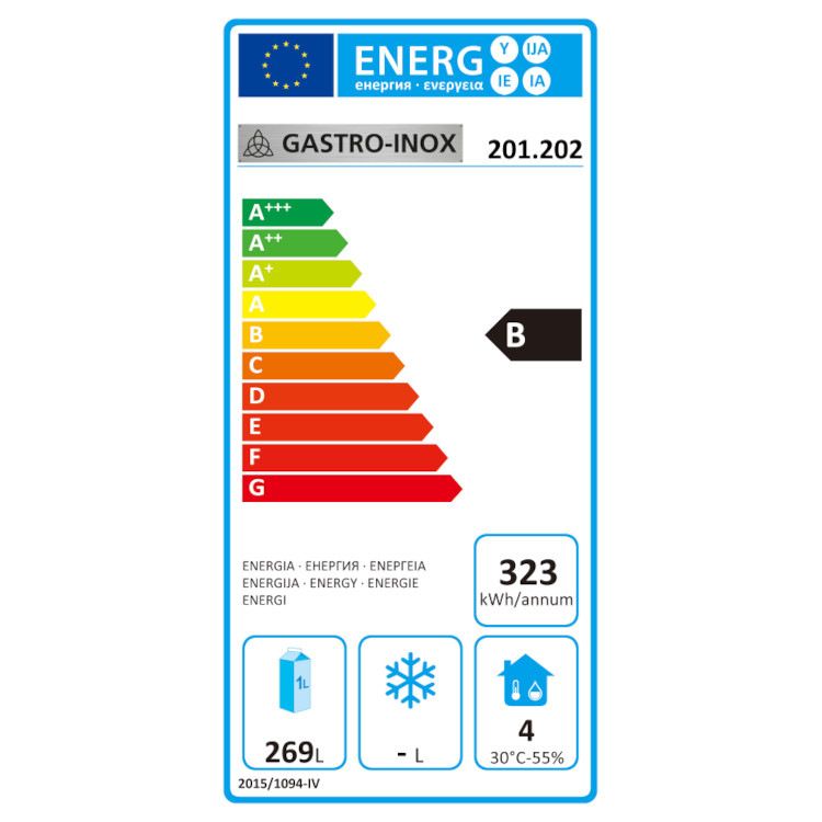 R&eacute;frig&eacute;rateur Gastro-Inox en acier noir 269 L - Mod&egrave;le 201.202