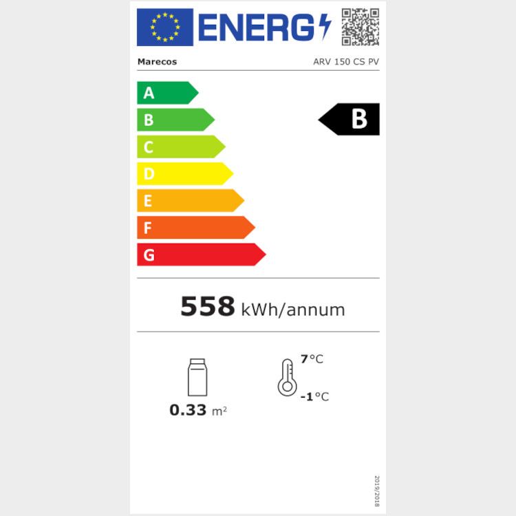 R&eacute;frig&eacute;rateur Marecos &agrave; porte vitr&eacute;e en acier blanc - 105 litres (S&eacute;rie 150)