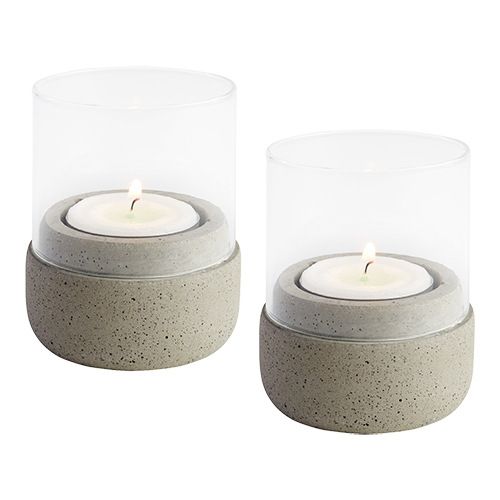 Bougeoir Emga en b&eacute;ton hauteur 70 mm - lot de 2