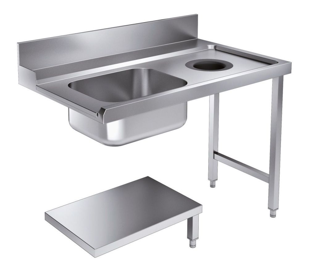 Combisteel-Versorgungstisch-Unterregal mit Abfallloch 1200 rechts