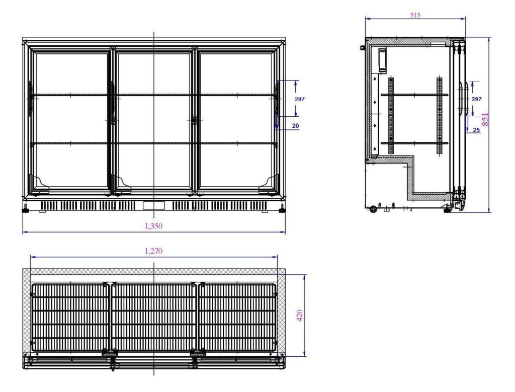 Combisteel Bar Cooler 3 Sliding Doors