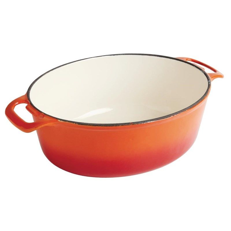 Vogue ovale braadpan oranje, 5ltr, 11cm(h)x24,3cm(b)x29,5cm(d)