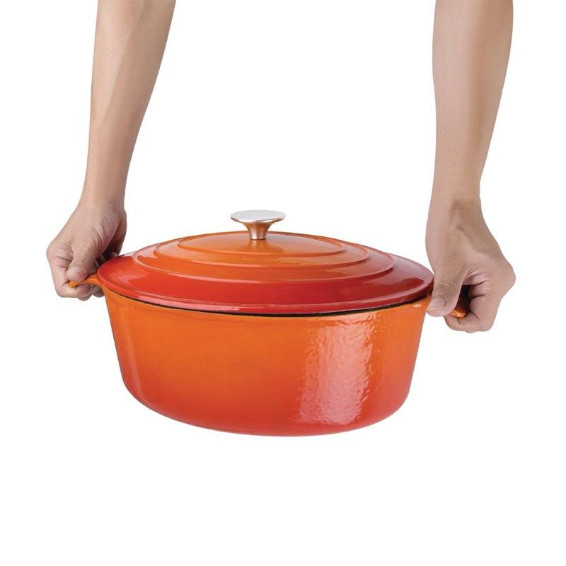 Vogue ovale braadpan oranje, 5ltr, 11cm(h)x24,3cm(b)x29,5cm(d)