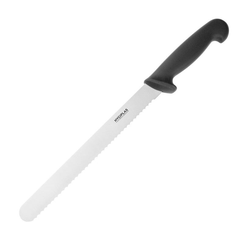 N&oacute;ż do szynki Hygiplas ząbkowany 25,5 cm czarny
