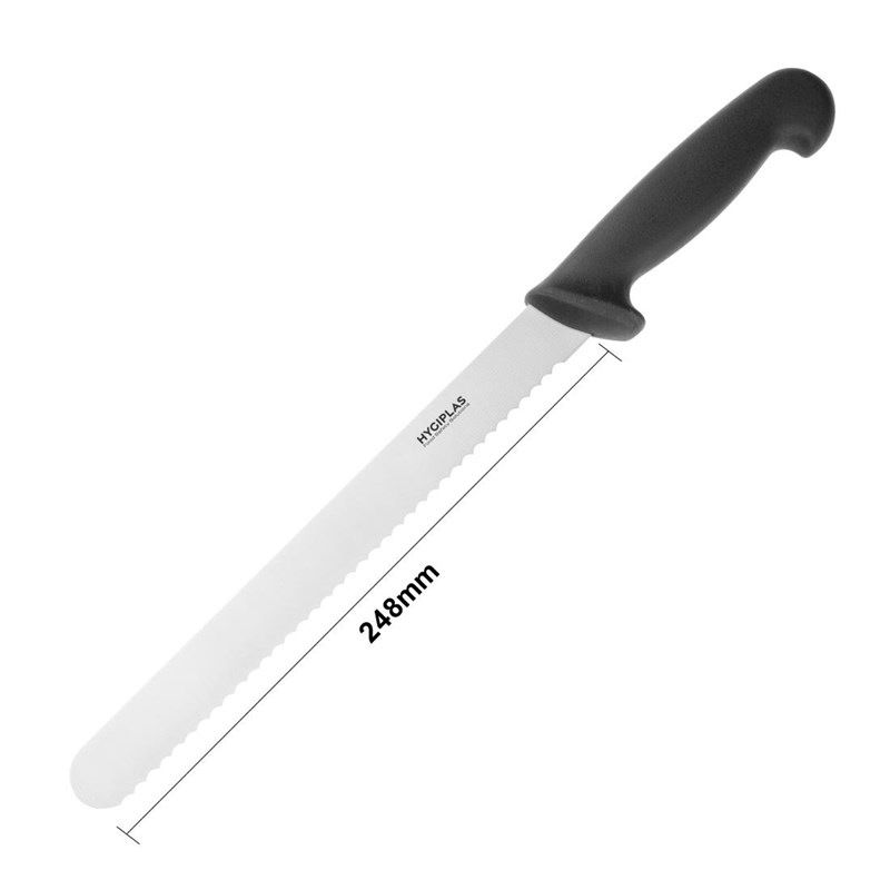 N&oacute;ż do szynki Hygiplas ząbkowany 25,5 cm czarny