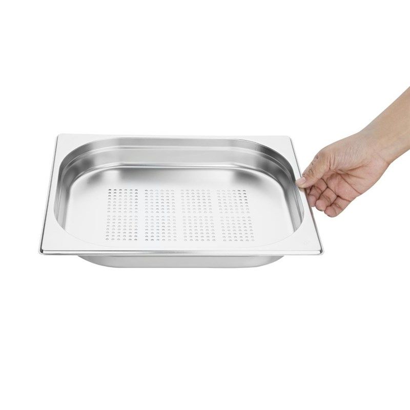 Vogue acero inoxidable perforado GN1 / 2 gastronorm contenedor 40mm