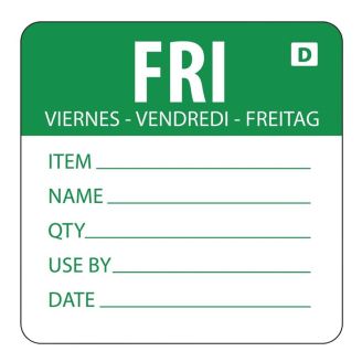 &Eacute;tiquettes alimentaires solubles Vogue &eacute;tiquettes de jour vendredi vert