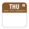 Vogue uppl&ouml;sbara matetiketter f&auml;rgkodade torsdag (rulle 1000)