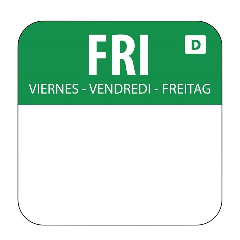 Vogue uppl&ouml;sbara matetiketter f&auml;rgkodade fredag (rulle 1000)