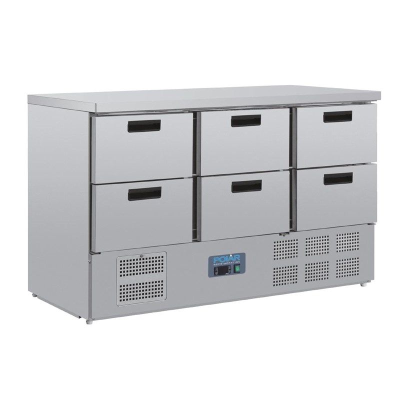 Banco de trabajo refrigerado de acero inoxidable Polar - CR711 - 6 cajones