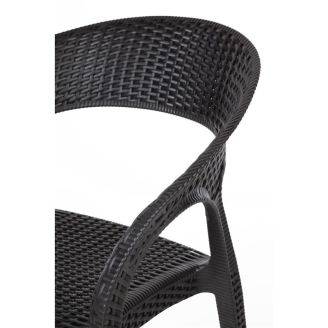 Chaise Bolero en rotin plastique avec accoudoir noir - 4 pi&egrave;ces