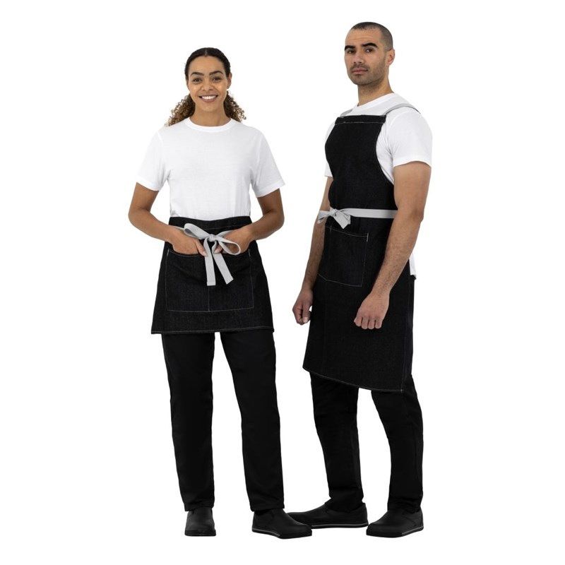 Whites Southside bistroschort zwart denim 40x76cm