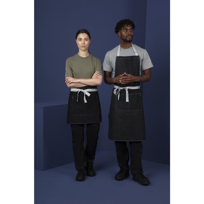 Whites Southside bistroschort zwart denim 40x76cm