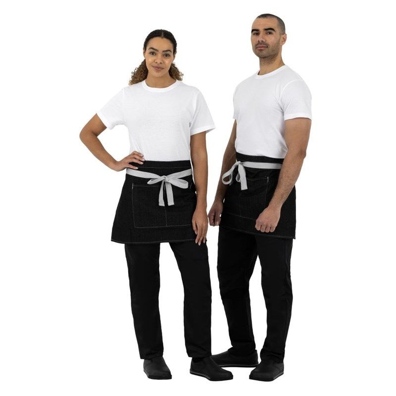 Whites Southside bistroschort zwart denim 40x76cm