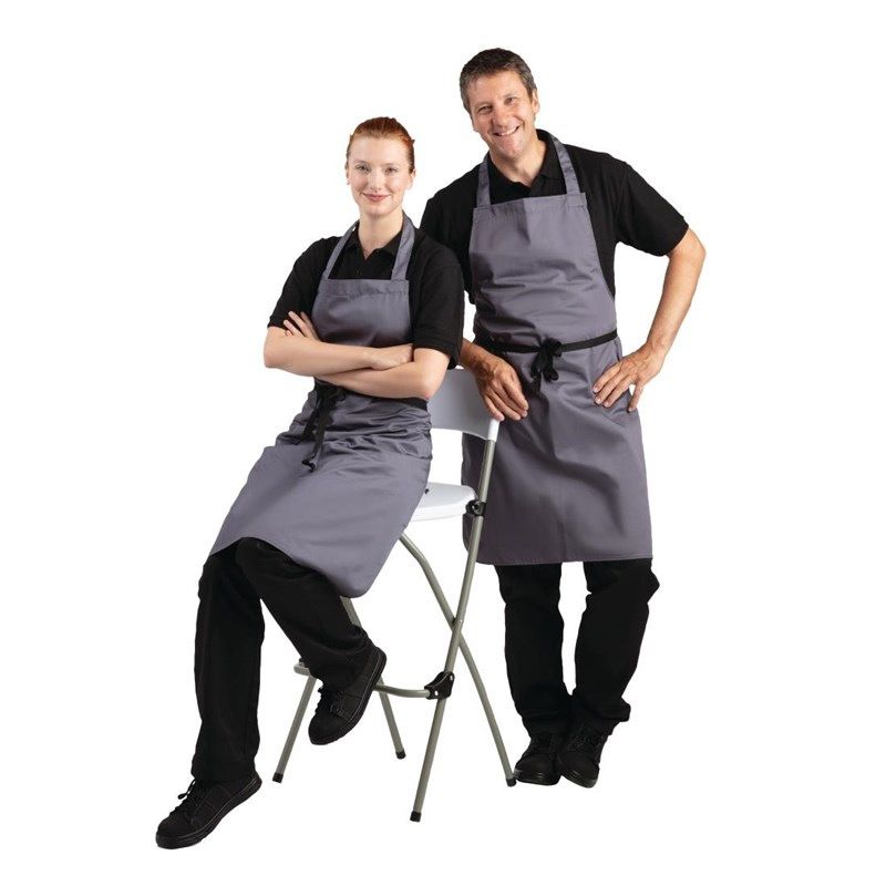 Whites halterschort polyester-katoen grijs
