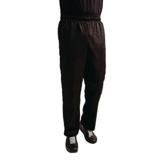 Hvide Easyfit Teflon unisex kokkebukser sorte