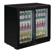 R&eacute;frig&eacute;rateur bar 2 portes Polar s&eacute;rie G avec portes coulissantes noir 208L