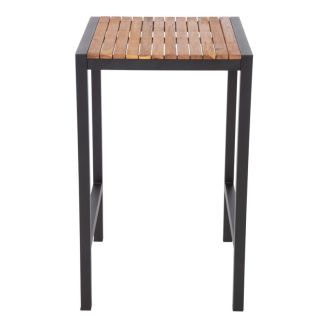 Mesa de bar cuadrada Bolero de acero con revestimiento en polvo y madera de acacia de 600 mm