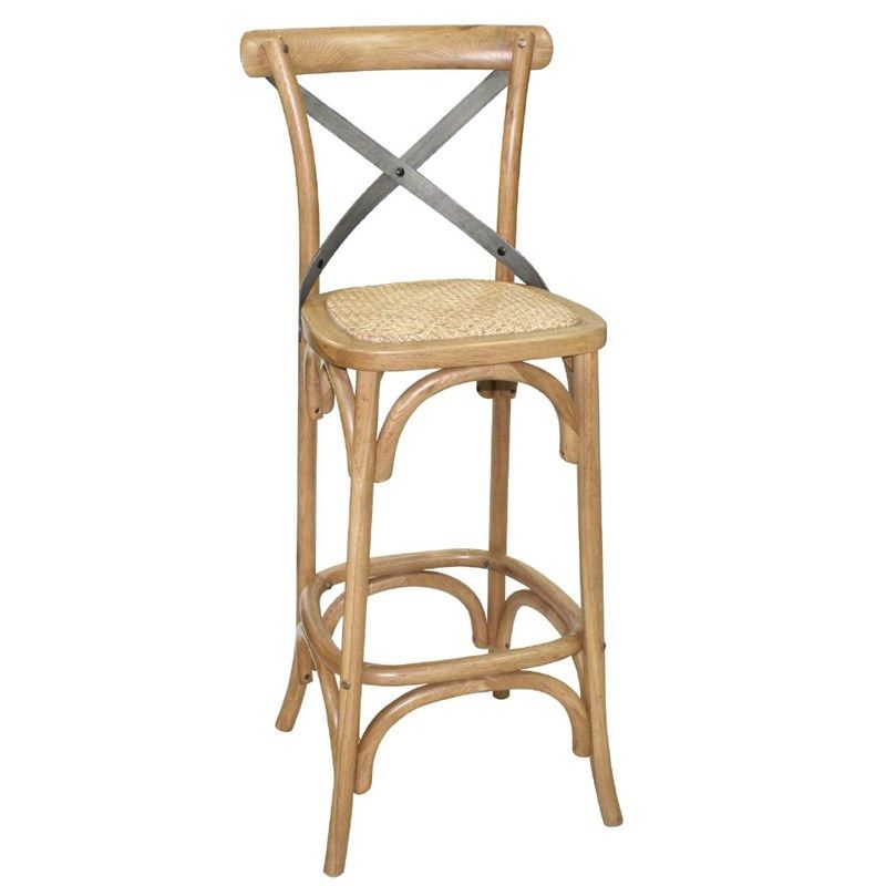 Taburete de bar Bolero de madera con respaldo cruzado natural