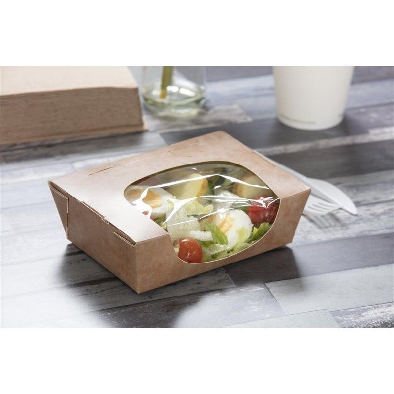 Colpac Zest kraft salatsk&aring;le med acetat vindue og plug-in lukning komposterbar 825ml