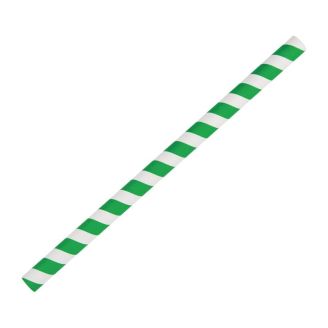 Fiesta Green groen/wit gestreepte papieren smoothierietjes 21cm