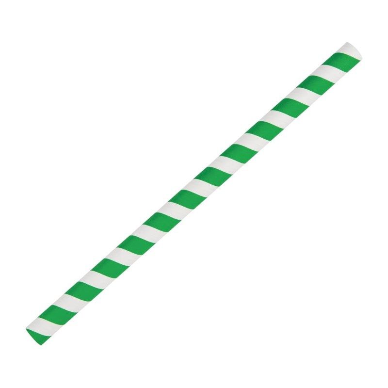Canudos para smoothie de papel listrado verde/branco Fiesta Verde 21cm