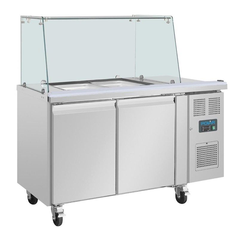 Saladette Polar serie U de dos puertas UA017 con mampara para la tos cuadrada