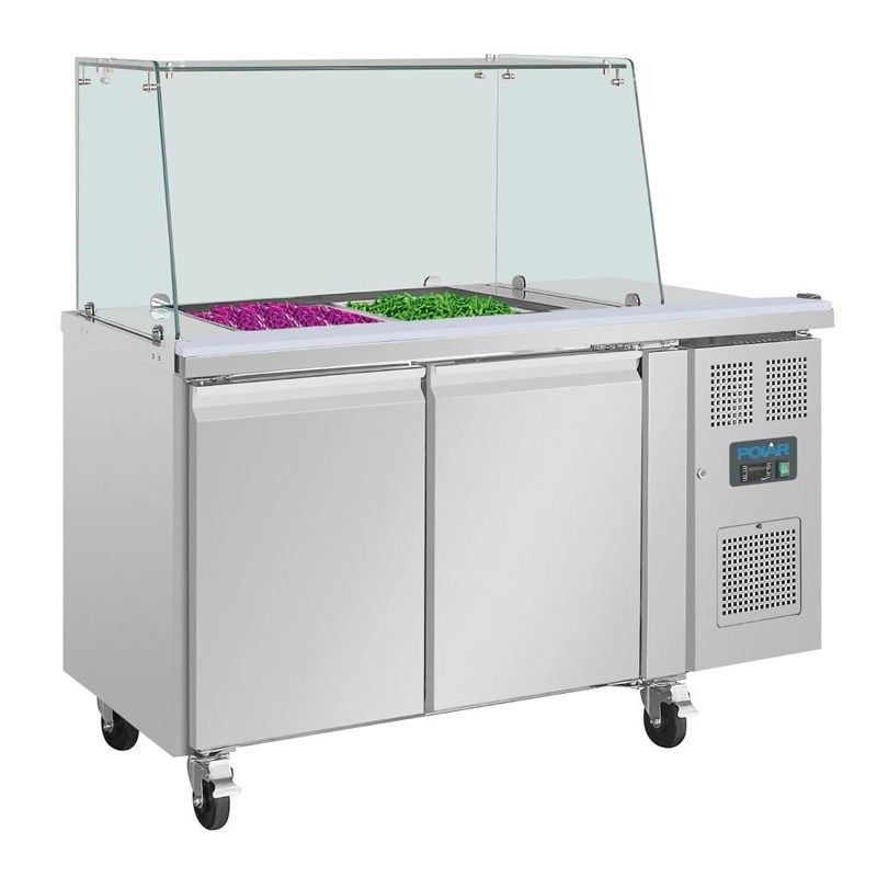 Saladette Polar serie U de dos puertas UA017 con mampara para la tos cuadrada