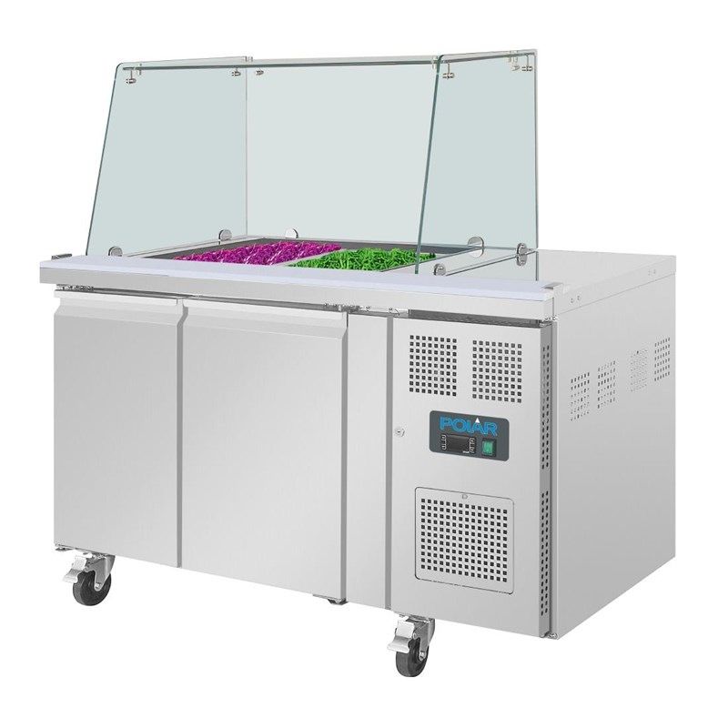 Saladette Polar serie U de dos puertas UA017 con mampara para la tos cuadrada