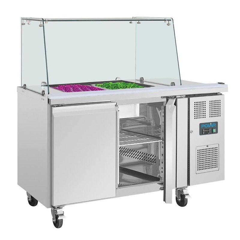 Saladette Polar serie U de dos puertas UA017 con mampara para la tos cuadrada