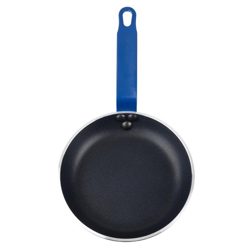 Sart&eacute;n antiadherente Hygiplas Platinum Plus con mango azul de 19 cm