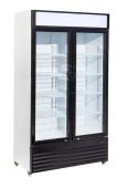 Combisteel koelkast 2 glasdeuren zwart/wit