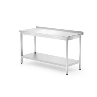 Mesa de parede Hendi com prateleira - aparafusada, profundidade: 700 mm, Linha Cozinha, 1400x700x (H) 850 mm