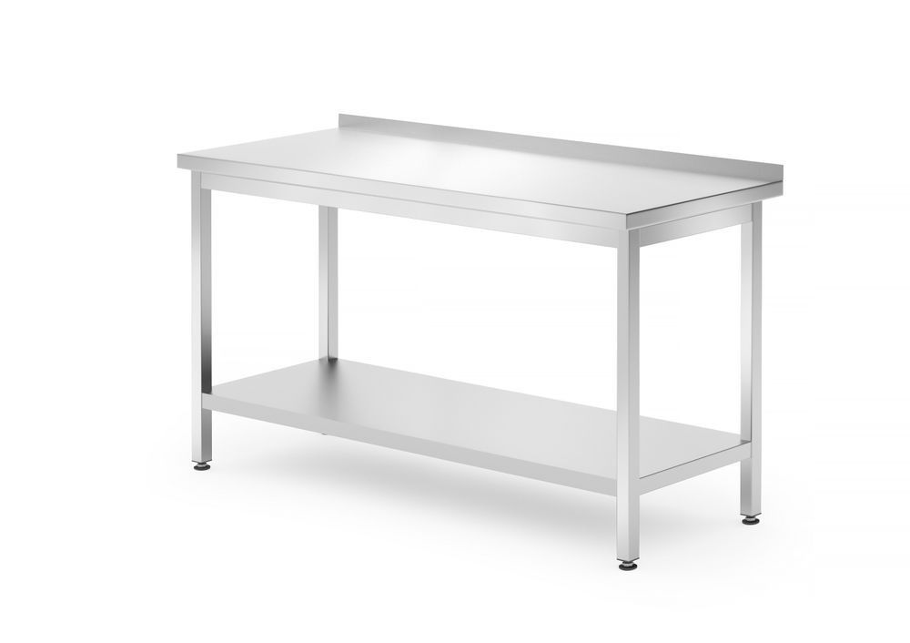 Mesa de parede Hendi com prateleira - aparafusada, profundidade: 700 mm, Linha Cozinha, 1400x700x (H) 850 mm