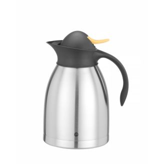 Hendi Doppelwandiger Thermoskanne Edelstahl - Gelber Druckverschluss - 1,5 Liter